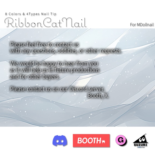 【猫の日限定販売】RibbonCatNail【VRネイルチップ・ネイルテクスチャ】【MDollnail対応】#あんらぼぶい