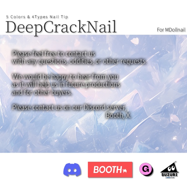 【リリースセール中!!】【かんたん着用】DeepCrackNail【VRネイルチップ】【MDollnail対応】#あんらぼぶい
