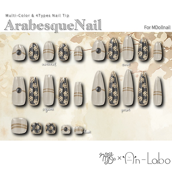 【リリースセール中!!】【かんたん着用】ArabesqueNail【VRネイルチップ】【MDollnail対応】#あんらぼぶい