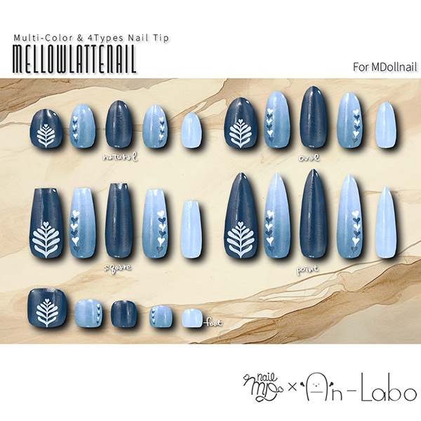 【リリースセール中!!】【かんたん着用】MellowLatteNail【VRネイルチップ】【MDollnail対応】#あんらぼぶい