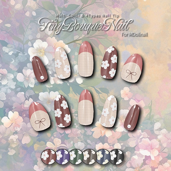 【リリースセール中!!】【かんたん着用】TinyBouquetNail【VRネイルチップ】【MDollnail対応】#あんらぼぶい