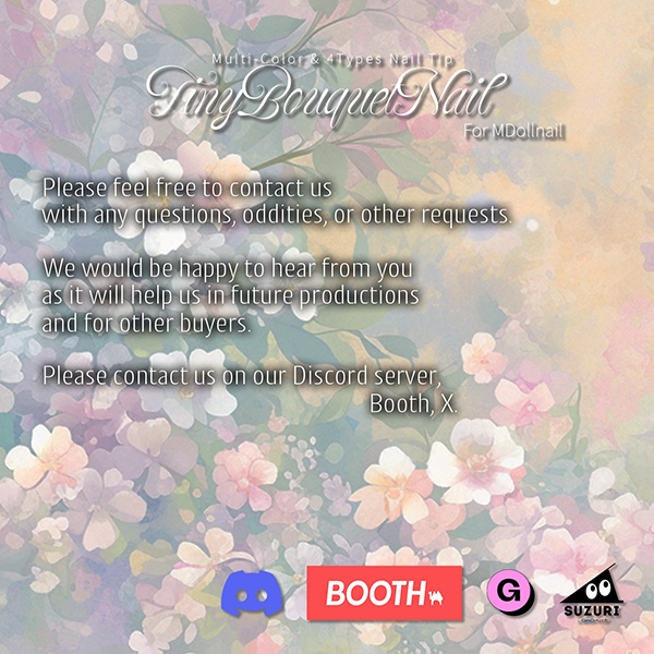 【リリースセール中!!】【かんたん着用】TinyBouquetNail【VRネイルチップ】【MDollnail対応】#あんらぼぶい