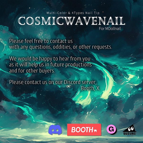 【リリースセール中!!】【かんたん着用】CosmicWaveNail【VRネイルチップ】【MDollnail対応】#あんらぼぶい