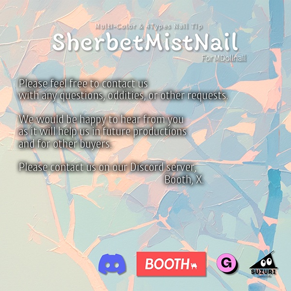 【リリースセール中!!】【かんたん着用】SherbetMistNail【VRネイルチップ】【MDollnail対応】#あんらぼぶい