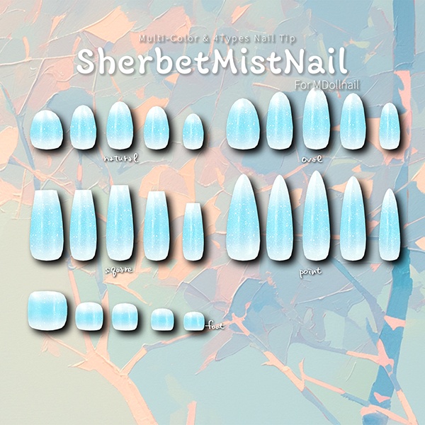 【リリースセール中!!】【かんたん着用】SherbetMistNail【VRネイルチップ】【MDollnail対応】#あんらぼぶい