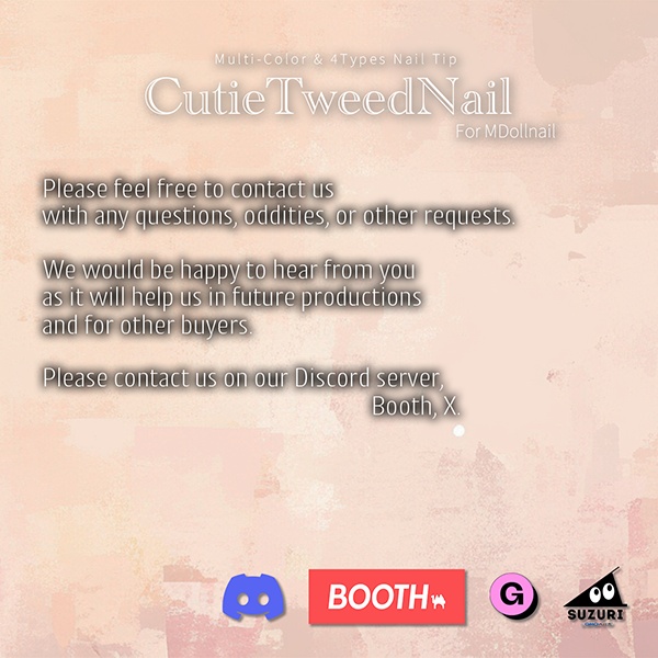 【リリースセール中!!】【かんたん着用】CutieTweedNail【VRネイルチップ】【MDollnail対応】#あんらぼぶい