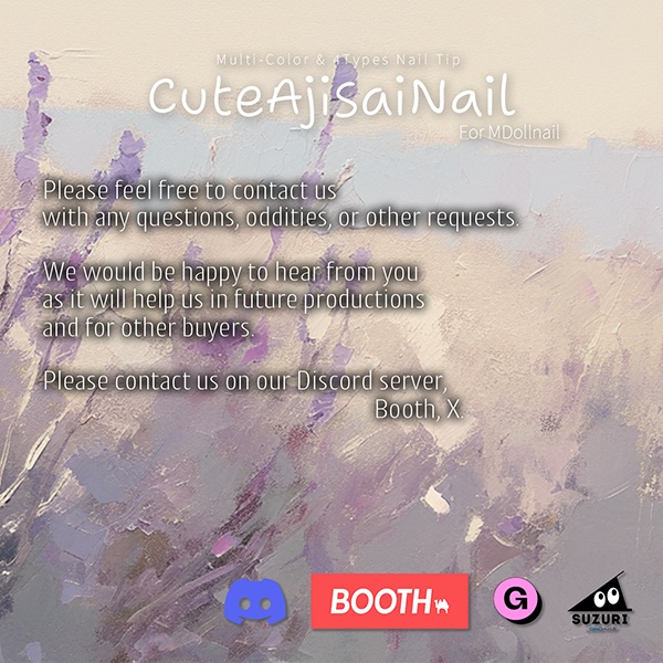 【リリースセール中!!】【かんたん着用】CuteAjisaiNail【VRネイルチップ】【MDollnail対応】#あんらぼぶい