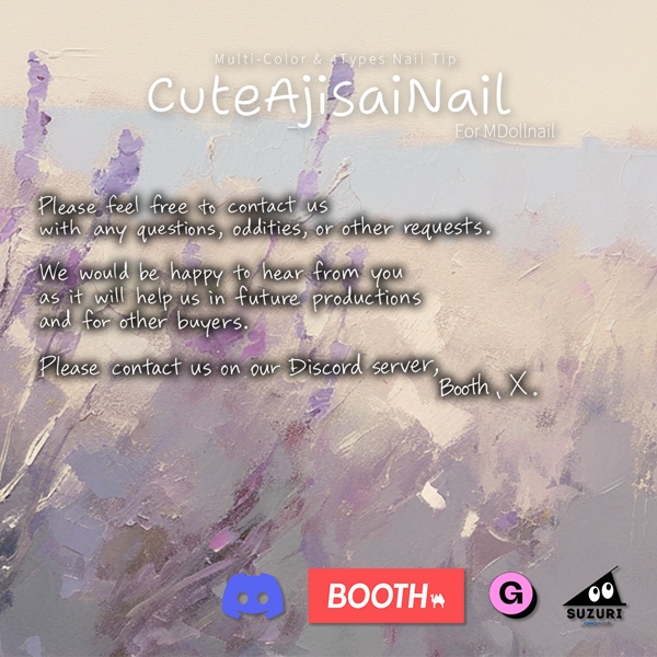 【かんたん着用】CuteAjisaiNail【VRネイルチップ】【MDollnail対応】#あんらぼぶい