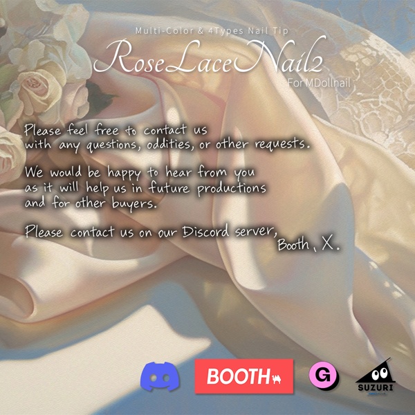 【かんたん着用】RoseLaceNail2【VRネイルチップ・ネイルテクスチャ】【MDollnail対応】#あんらぼぶい