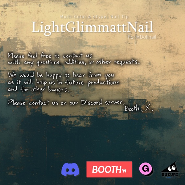 【かんたん着用】LightGlimmattNail【VRネイルチップ】【MDollnail対応】#あんらぼぶい