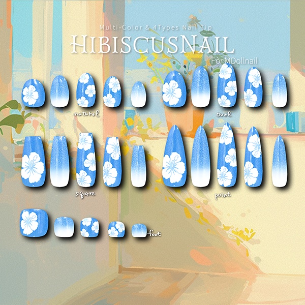【リリースセール中!!】【かんたん着用】HibiscusNail【VRネイルチップ】【MDollnail対応】#あんらぼぶい
