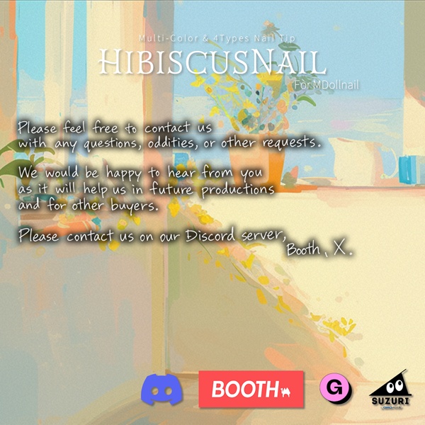 【かんたん着用】HibiscusNail【VRネイルチップ】【MDollnail対応】#あんらぼぶい