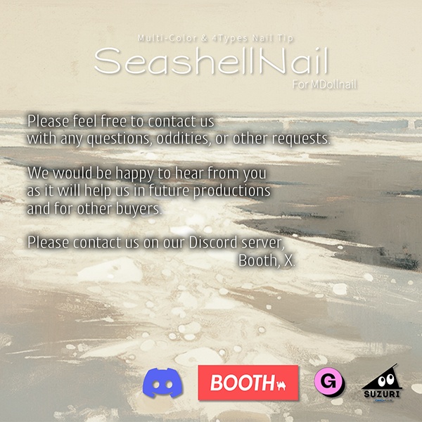 【リリースセール中!!】【かんたん着用】SeashellNail【VRネイルチップ】【MDollnail対応】#あんらぼぶい