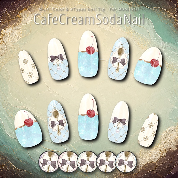 【リリースセール中!!】【かんたん着用】CafeCreamSodaNail【VRネイルチップ】【MDollnail対応】#あんらぼぶい