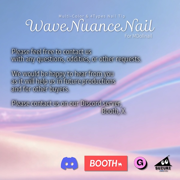 【リリースセール中!!】【かんたん着用】WaveNuanceNail【VRネイルチップ】【MDollnail対応】#あんらぼぶい