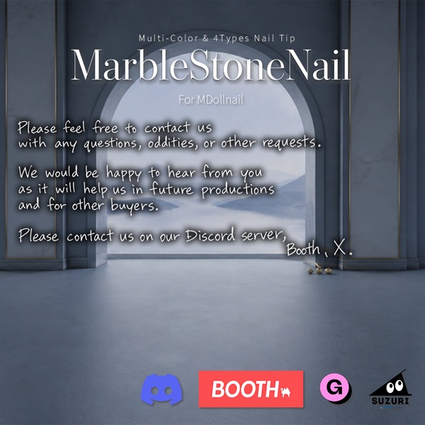 【かんたん着用】MarbleStoneNail【VRネイルチップ】【MDollnail対応】#あんらぼぶい