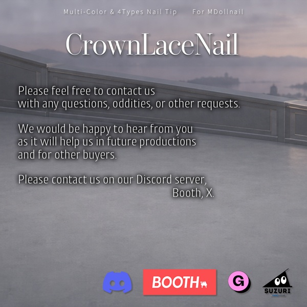 【リリースセール中!!】【かんたん着用】CrownLaceNail【VRネイルチップ】【MDollnail対応】#あんらぼぶい