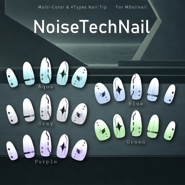 【リリースセール中!!】【かんたん着用】NoiseTechNail【VRネイルチップ】【MDollnail対応】#あんらぼぶい