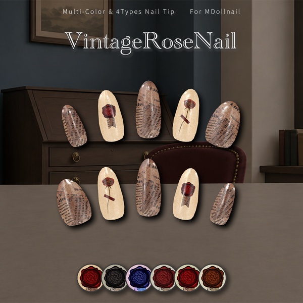 【リリースセール中!!】【かんたん着用】VintageRoseNail【VRネイルチップ】【MDollnail対応】#あんらぼぶい