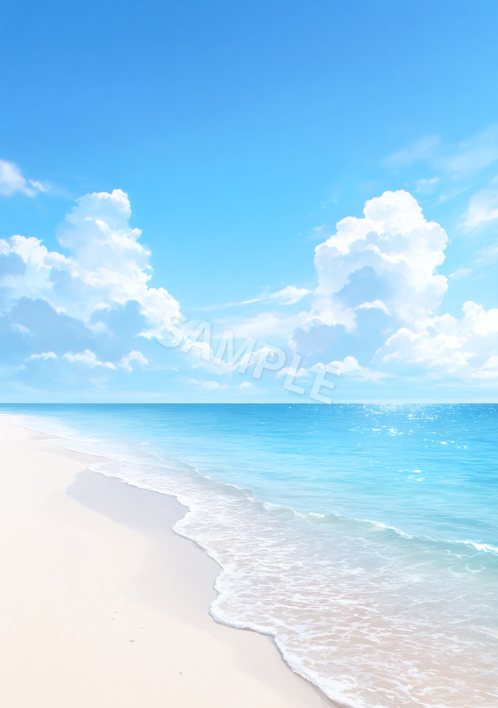 きらめく夏の海辺背景素材 12枚セット|青空と砂浜の風景