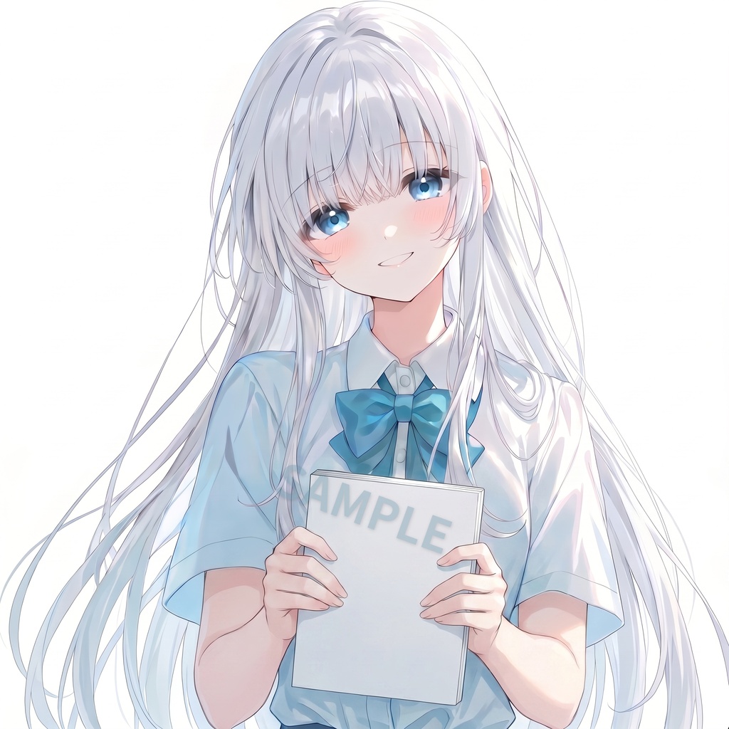 【素材12枚】銀髪青眼の制服女子イラスト素材|表情・ポーズ差分・商用利用OK