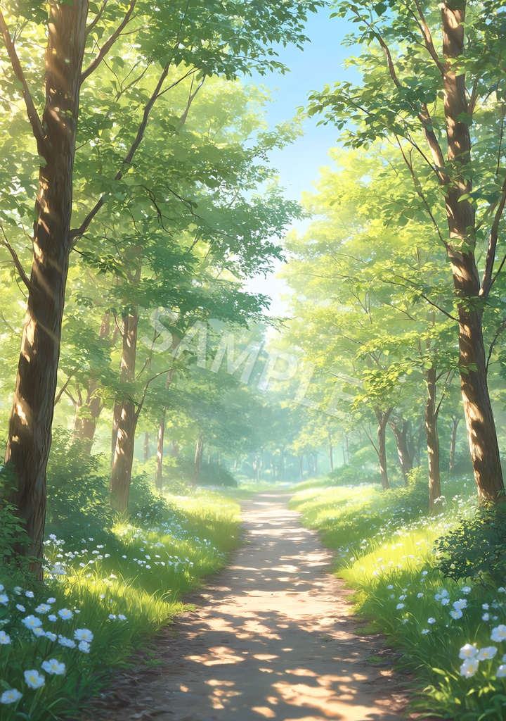 【背景素材12枚】木漏れ日の小道|やさしい初夏の風景