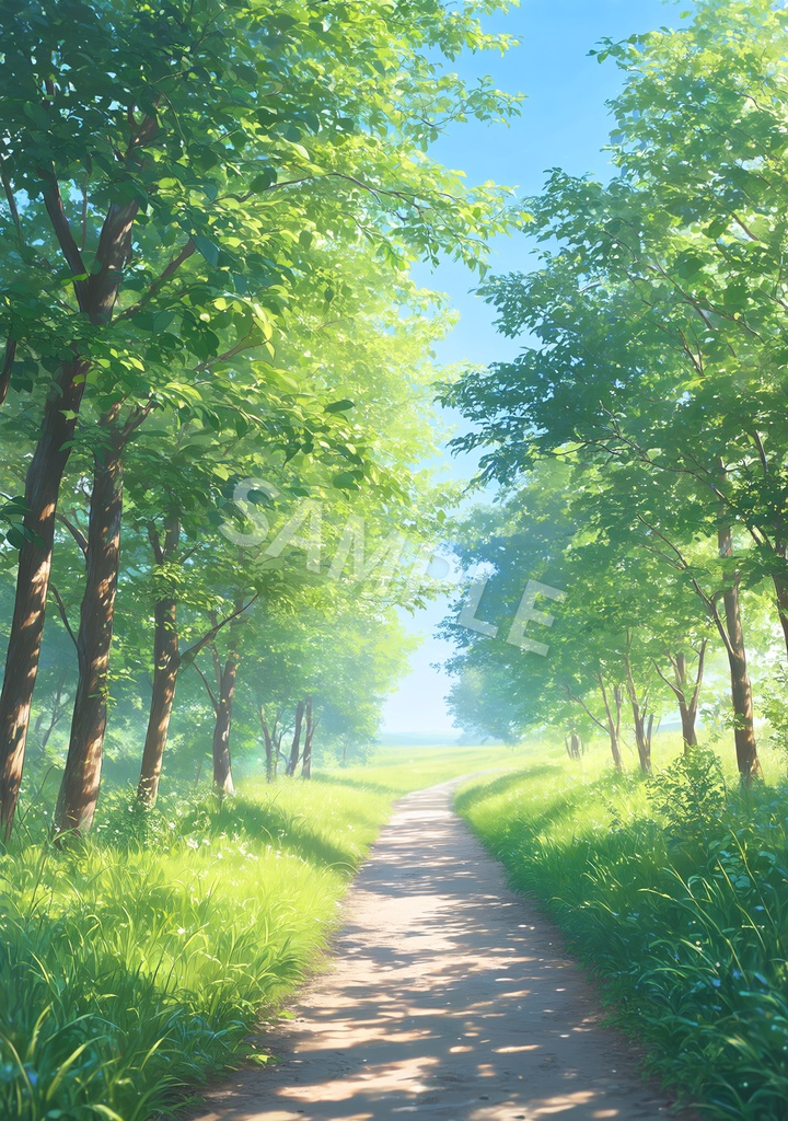 【背景素材12枚】木漏れ日の小道|やさしい初夏の風景
