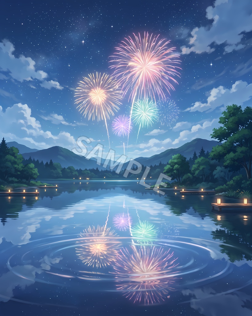 【背景素材12枚】夏夜の花火と海辺|夜空ときらめく夏の風景