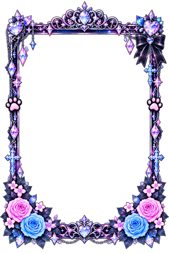 ♡ゆめかわロックなゲーム配信画面セット♡&ゆめかわなロック素材パーツ☆ゲーム実況/雑談配信向け