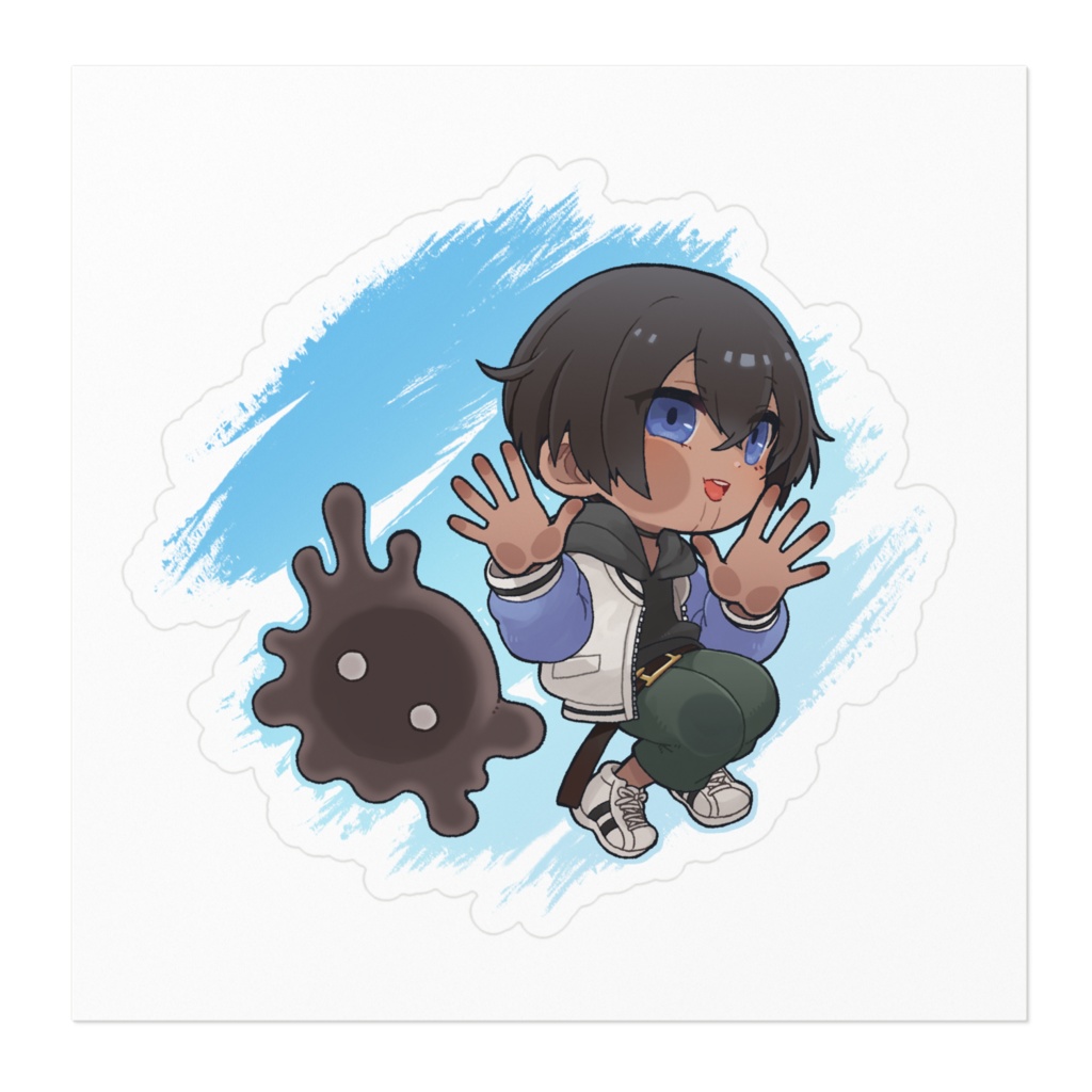 【ステッカー 100×100mm】ひとまなる ペタッとSD ver