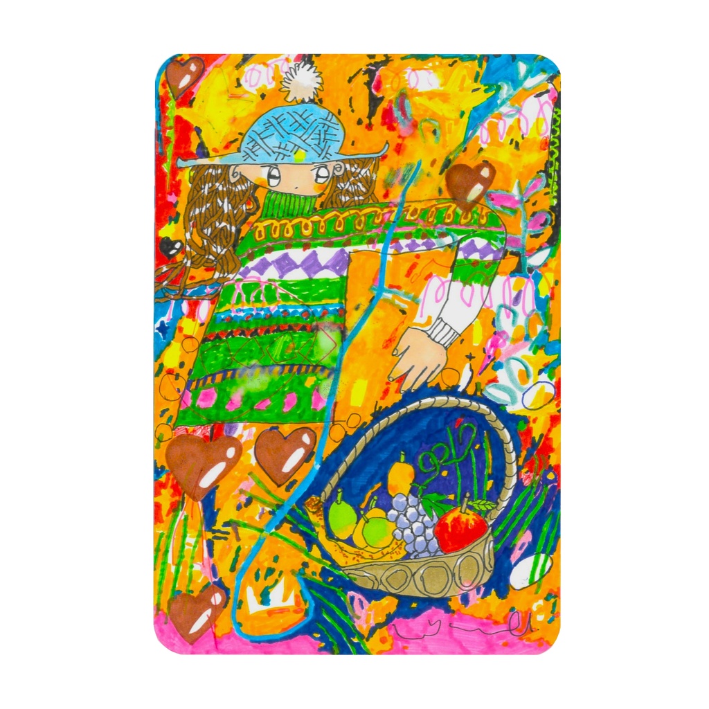 ポストカードサイズ原画「秋風に乗って行く」