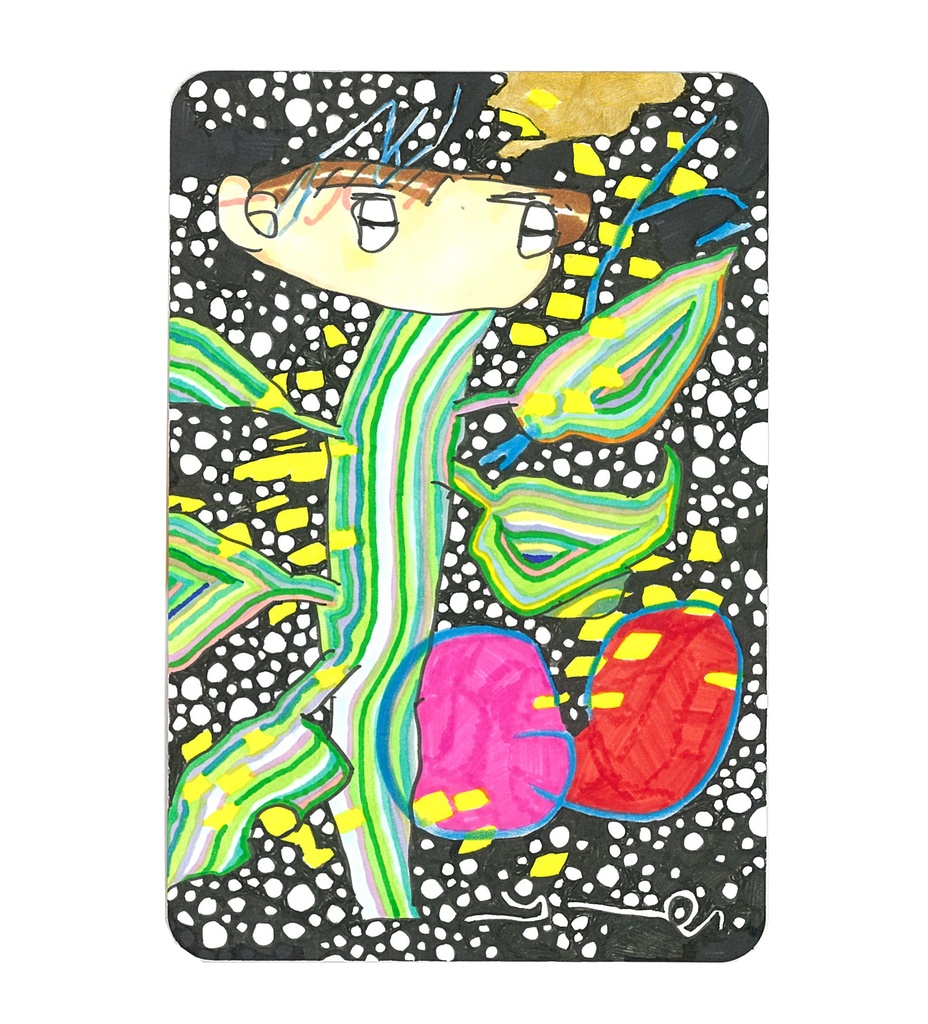 ポストカードサイズ原画「まだ暖かい宇宙で夢みてる」