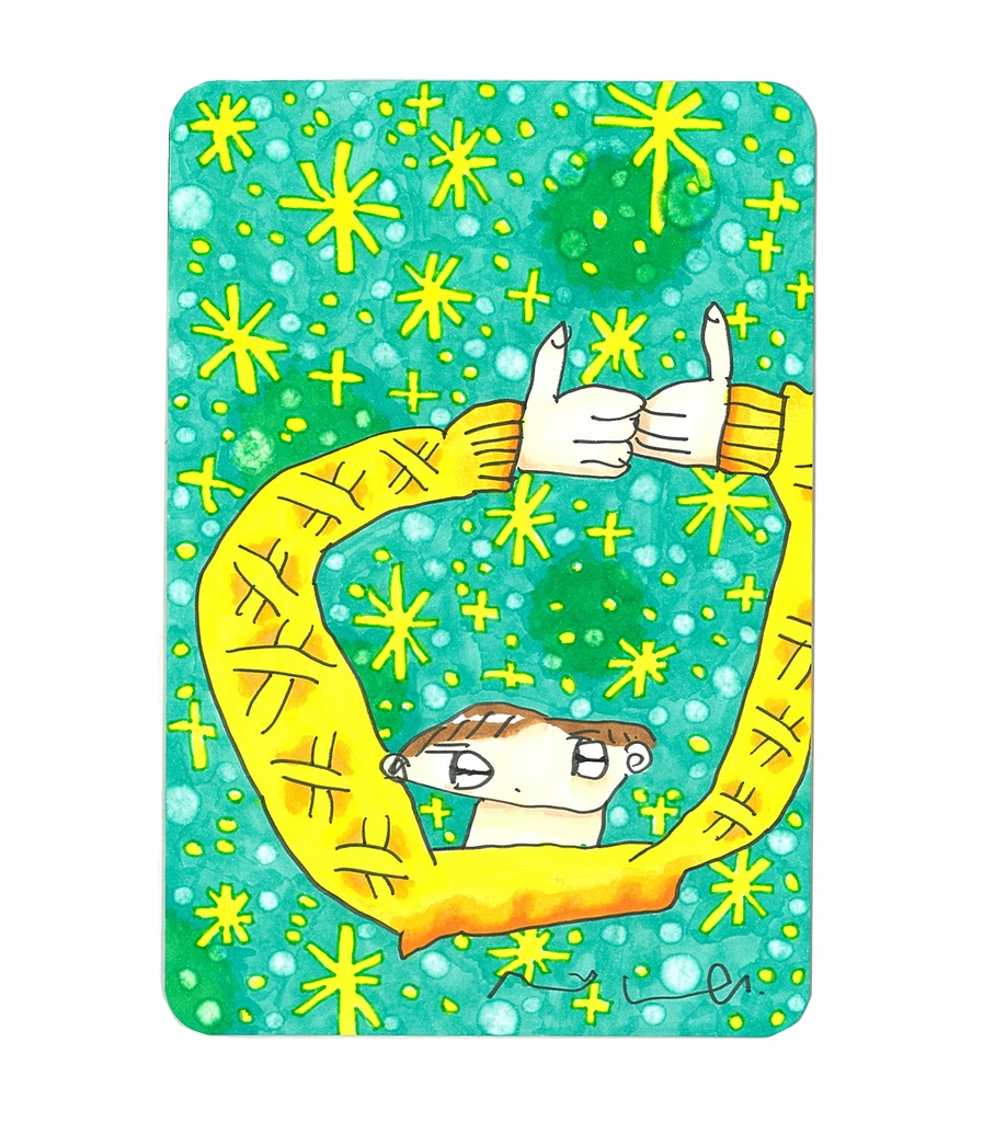 ポストカードサイズ原画「喜び来たよ」