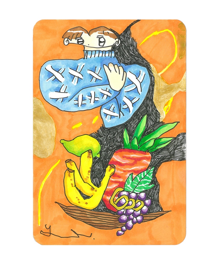 ポストカードサイズ原画「踊り出す午後」