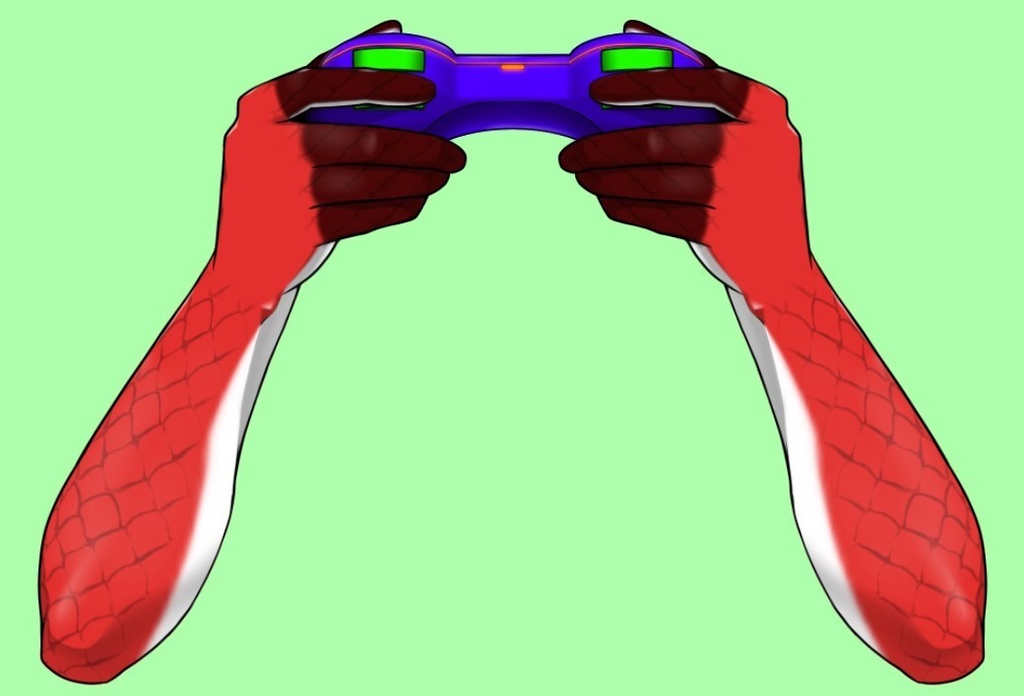 【VTube Studio/nizimaLIVE対応 Live2Dアイテム】汎用ケモノハンド コントローラーを持つ腕 鱗ver