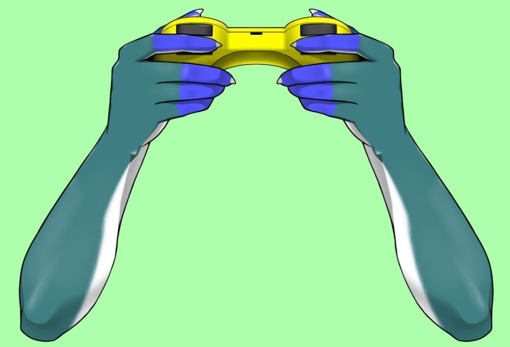 【VTube Studio/nizimaLIVE対応 Live2Dアイテム】汎用ケモノハンド コントローラーを持つ腕 鱗ver