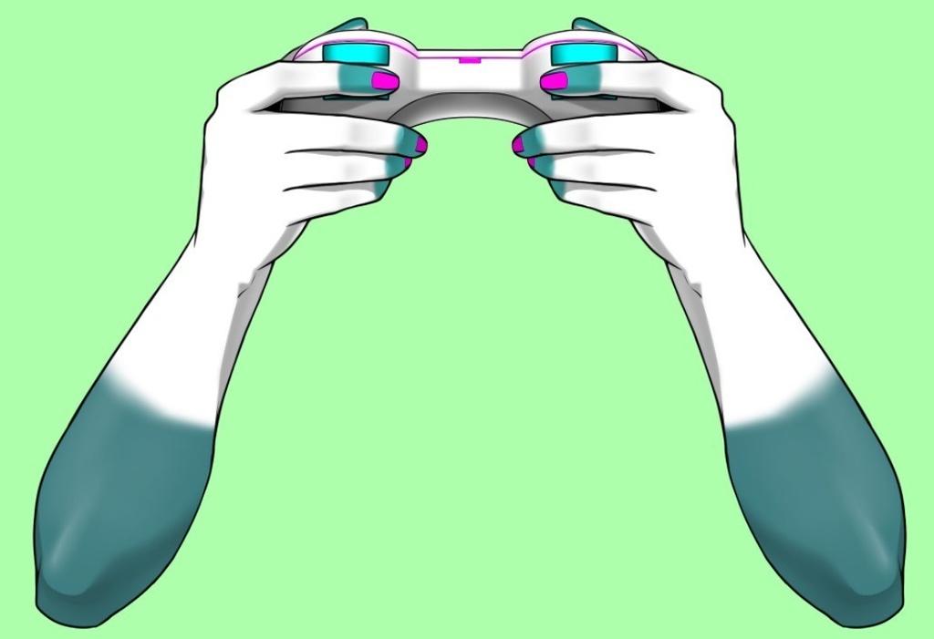 【VTube Studio/nizimaLIVE対応 Live2Dアイテム】汎用ケモノハンド コントローラーを持つ腕 鱗ver