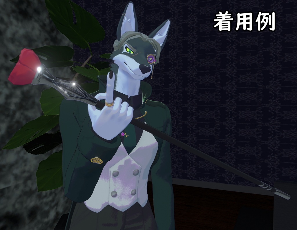 オリジナル3Dアクセサリー 薔薇ステッキ