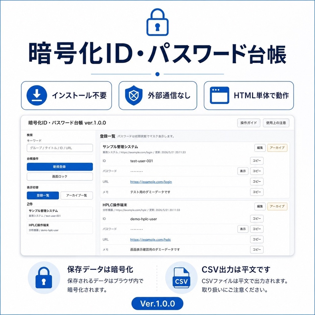暗号化ID・パスワード台帳