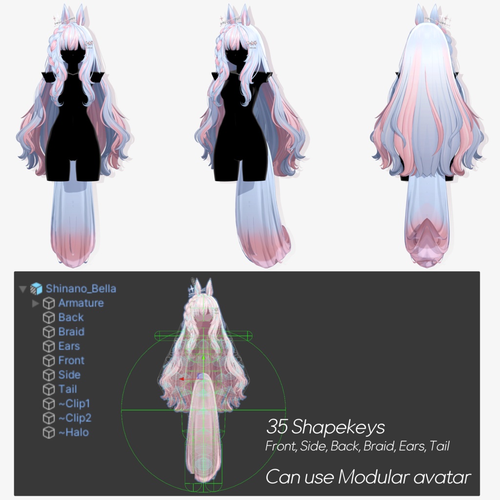 【10 avatars】【VRC Hair】♥ Bella_Hair ♥