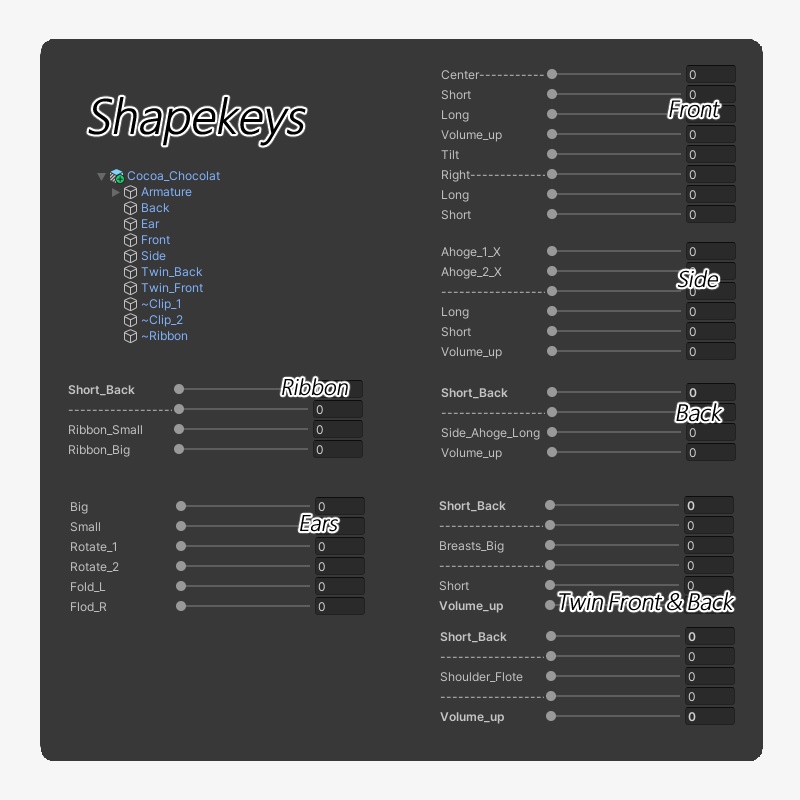 【10 avatars】【VRC Hair】♥ Cocoa_Hair ♥