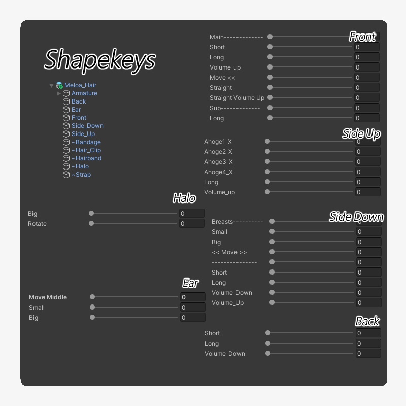 【10 avatars】【VRC Hair】♥ Meloa_Hair ♥