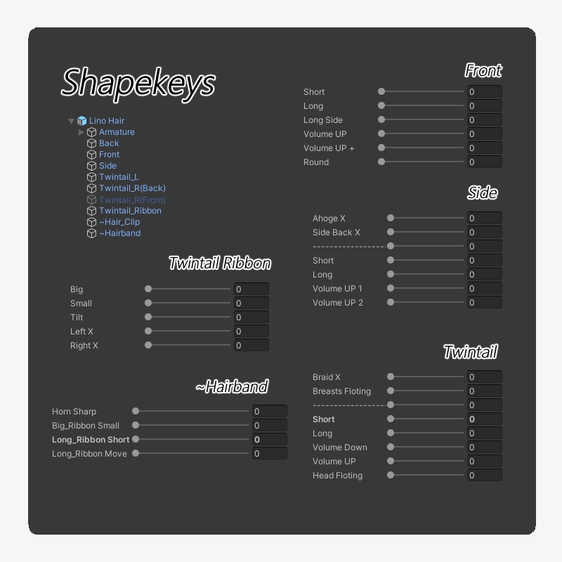 【12 avatars】【VRC Hair】♥ Lino_Hair ♥