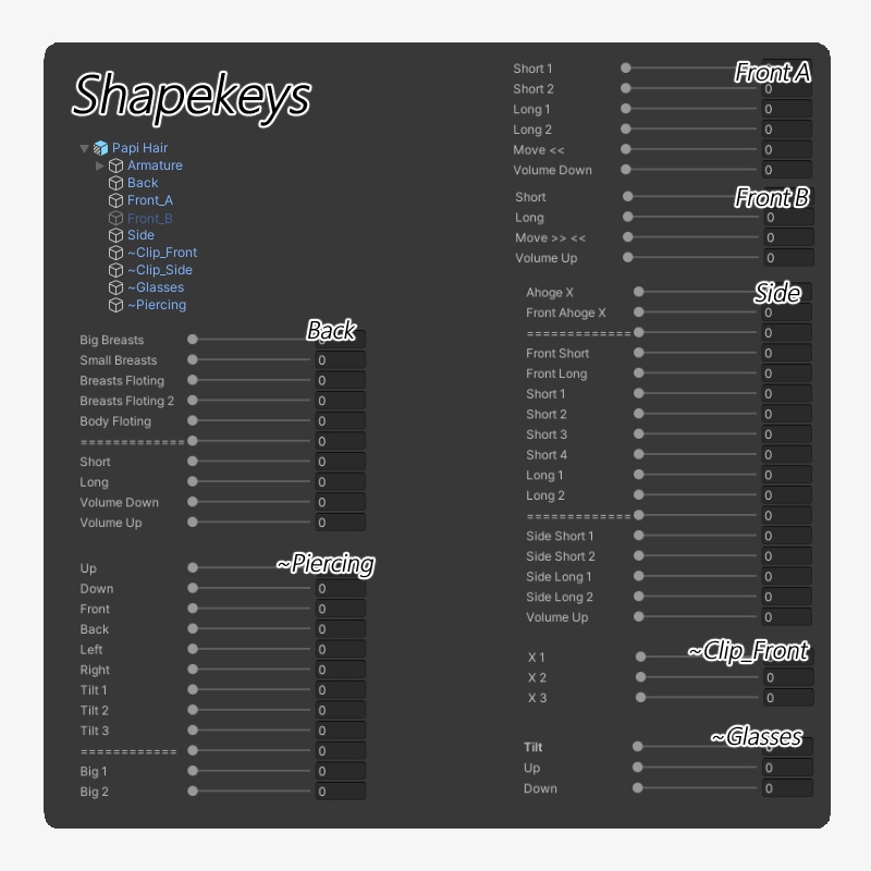 ✨Sale 中✨【14 avatars】【VRC Hair】♥ Papi_Hair ♥