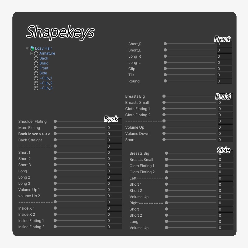 ✨Sale 中✨【9 avatars】【VRC Hair】♥ Lozy Hair ♥