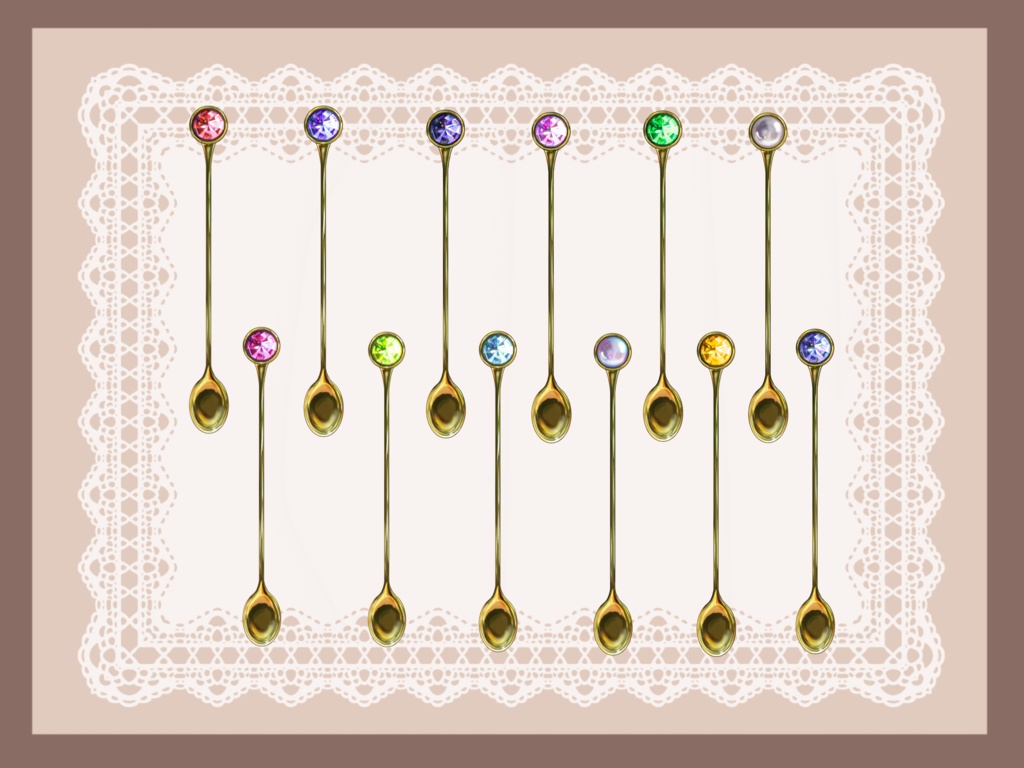 誕生石のパフェとスプーン(使用Freeです!)