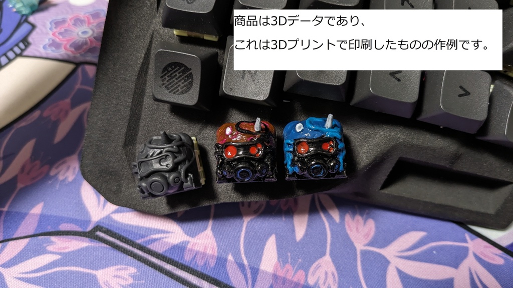 【Blender/STLデータ】サイバーパンク鬼娘キーキャップ