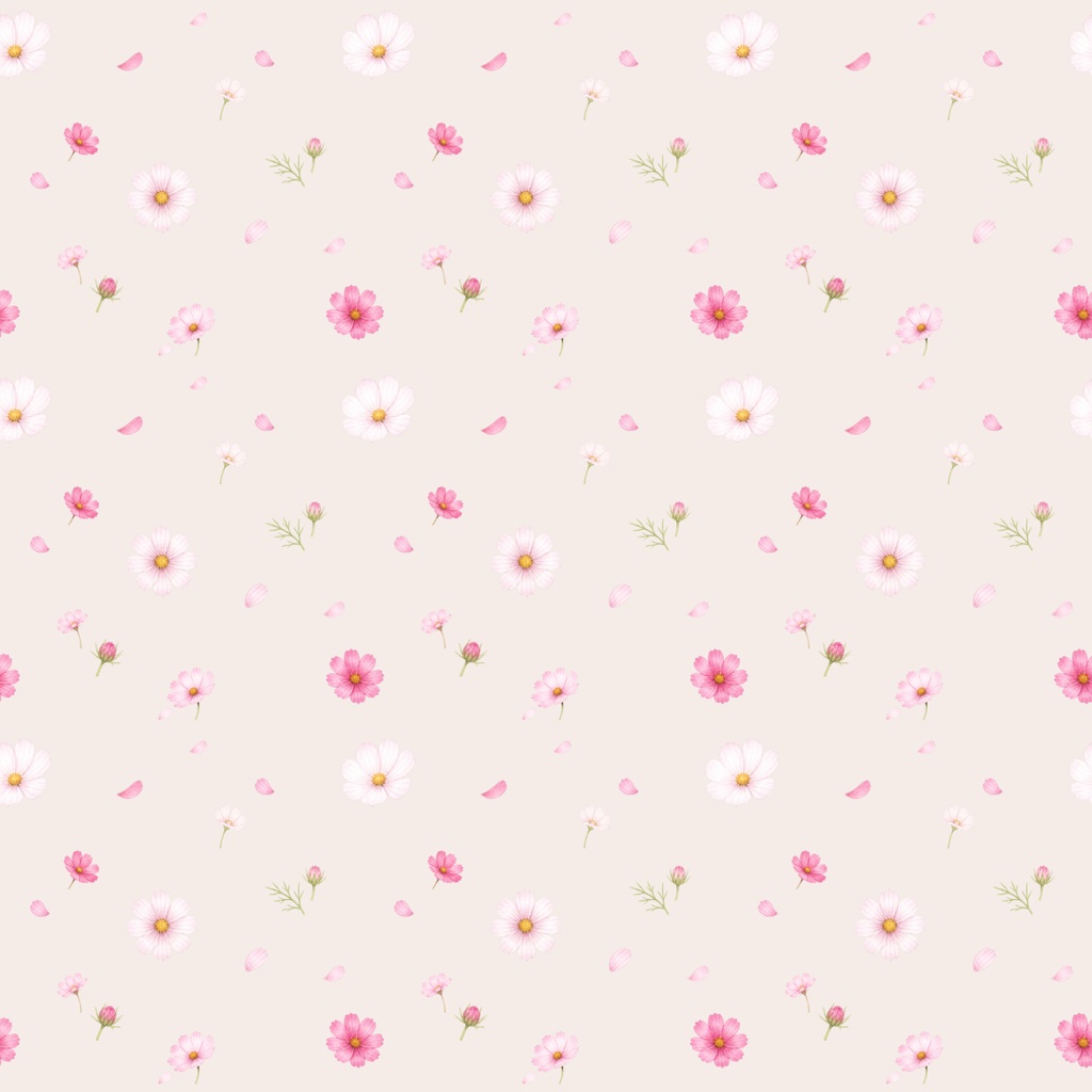 秋桜(コスモス)の水彩デジタルペーパー6枚|シームレス背景素材・商用利用OK