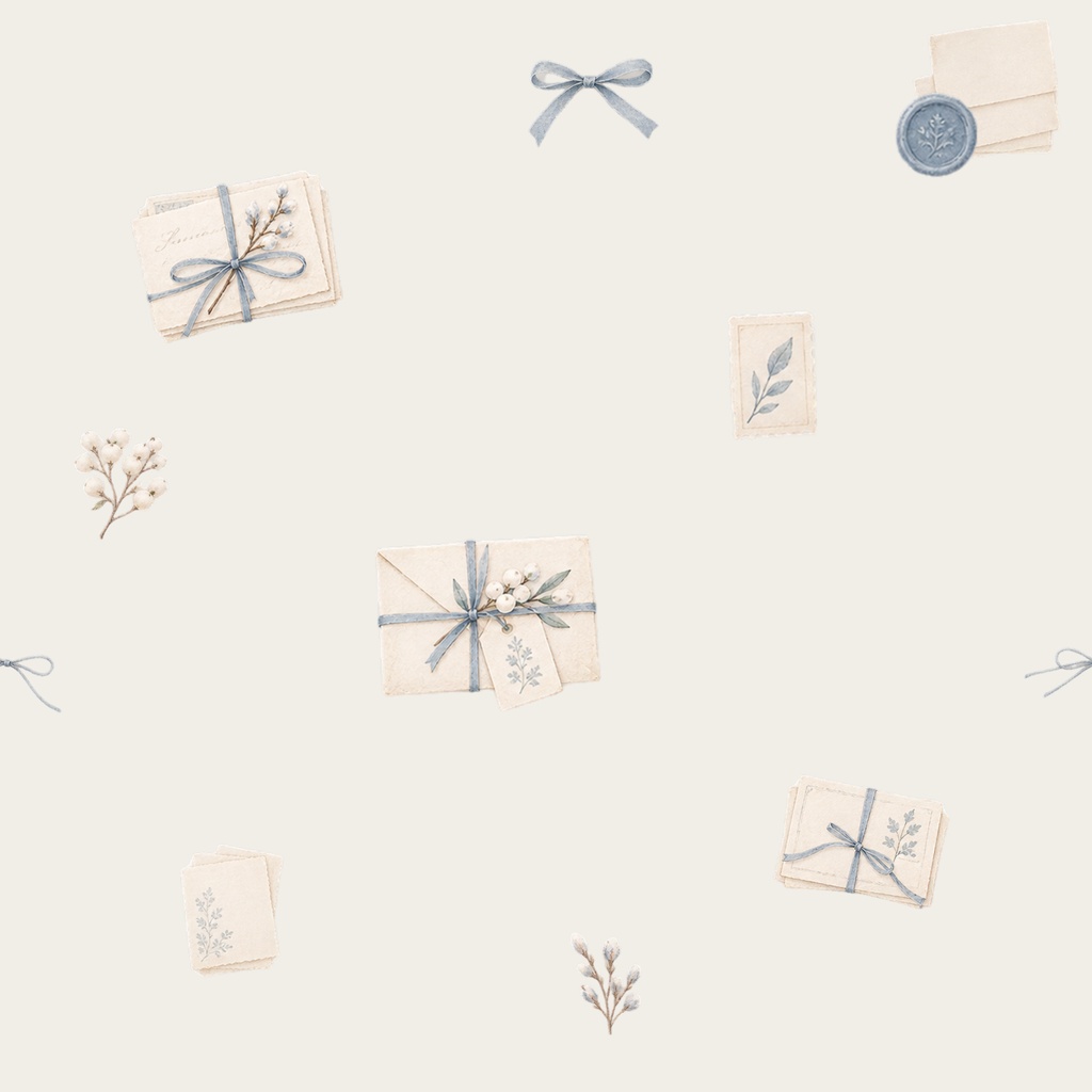 Antique Winter Letter|冬の手紙 水彩シームレスデジタルペーパー 6枚セット