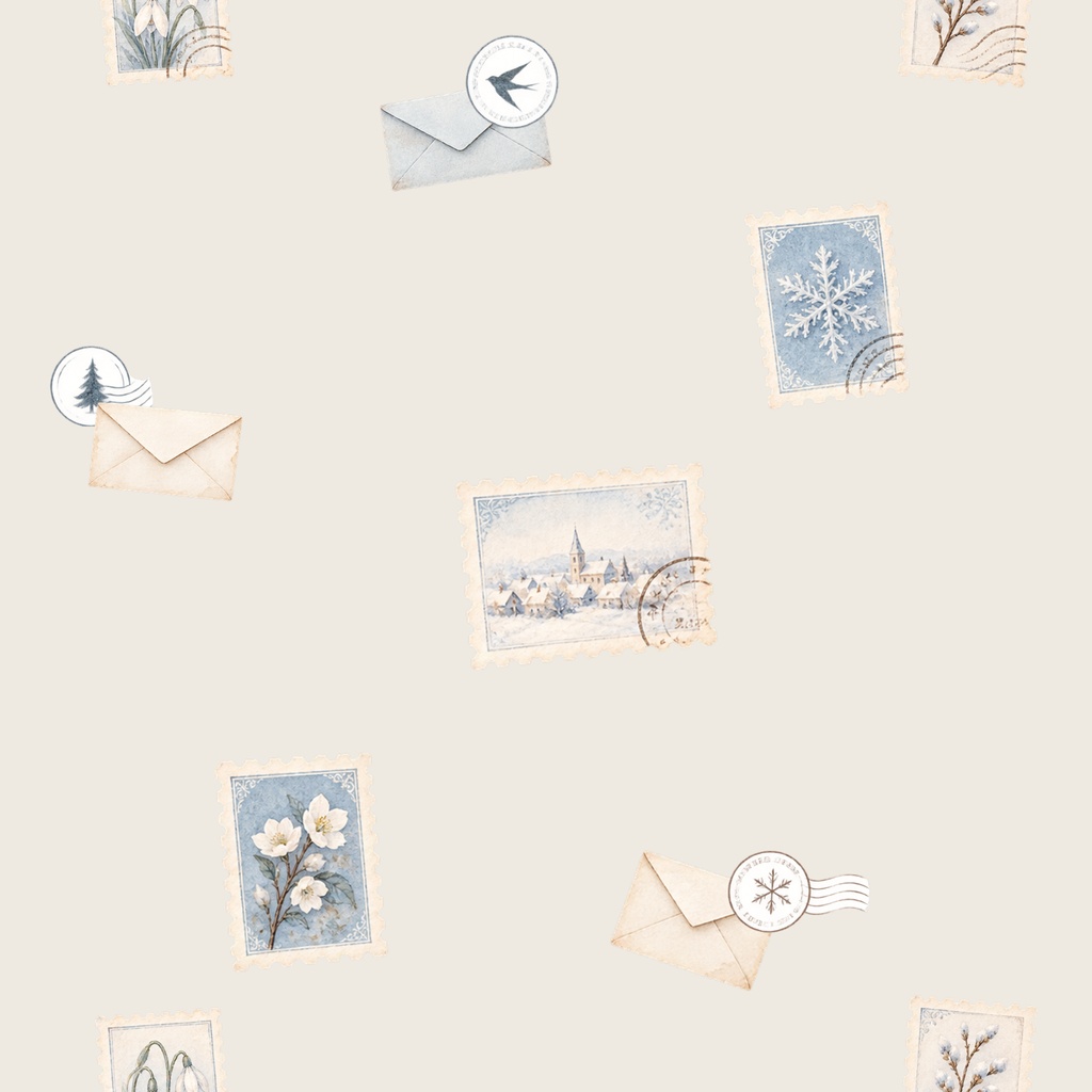 Antique Winter Letter|冬の手紙 水彩シームレスデジタルペーパー 6枚セット